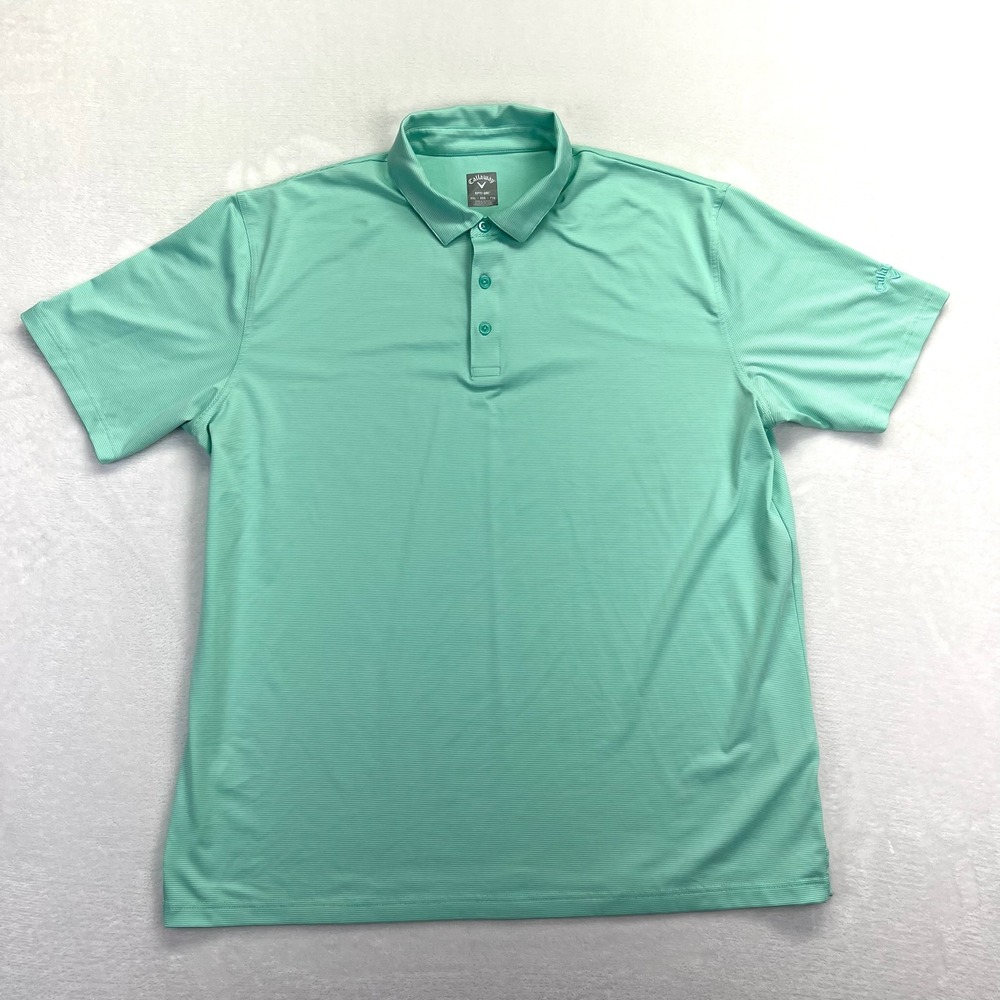 Callaway Opti-Dri Mens XXL Mint Green Micro Stripe Golf‎ Polo Shirt Spring